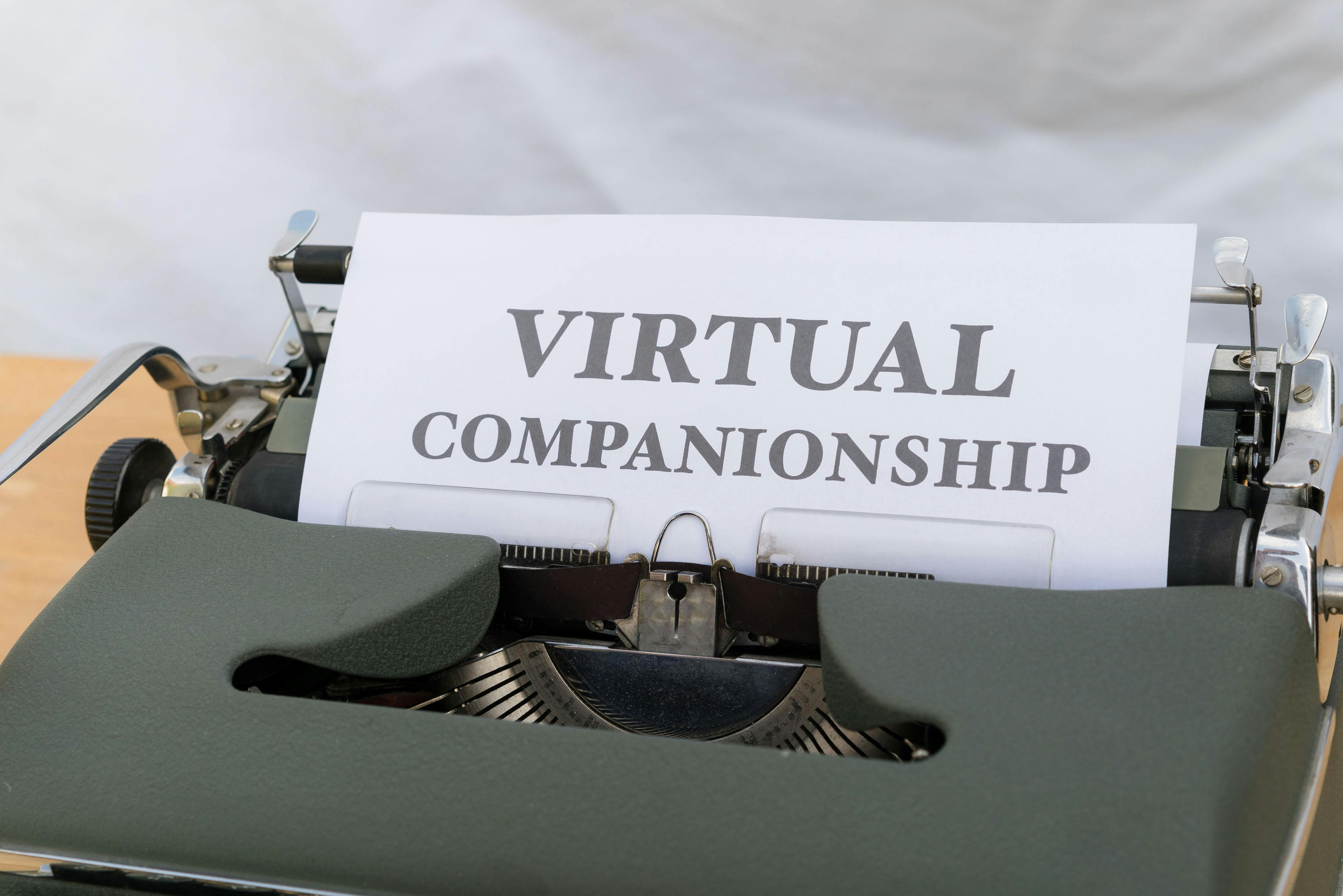 Photo by Markus Winkler: https://www.pexels.com/photo/a-typewriter-with-a-paper-that-says-virtual-companionship-18464996/